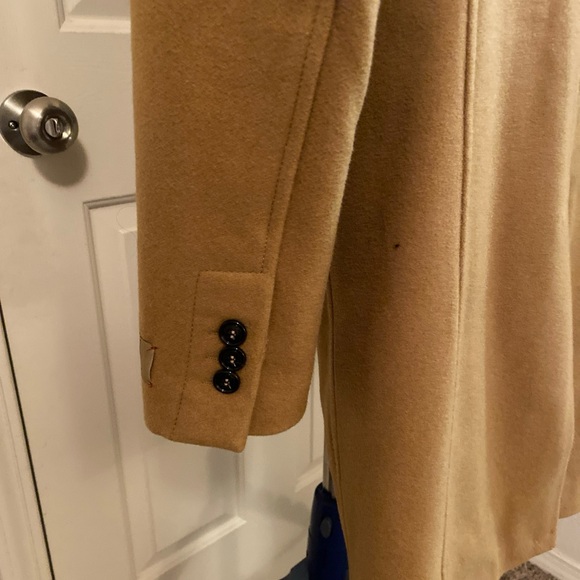 Zara Wool Blend Collared Classic  Camel Coat Medium - Picture 8 of 11